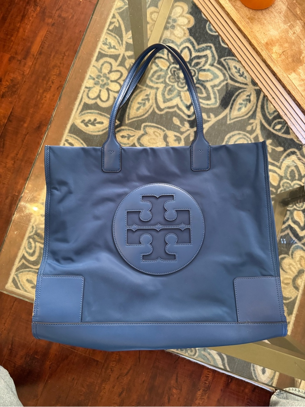 Tory Burch Navy Blue Logo Tote